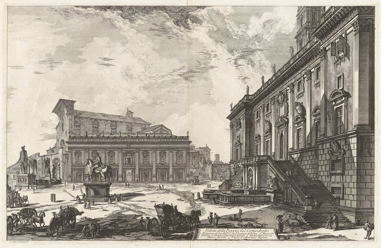 Pohled na náměstí Piazza del Campidoglio, z Vedute di Roma (Pohledy na Řím) od Giovanni Battista Piranesi