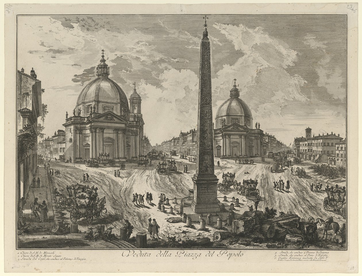 Pohled na Piazza del Popolo od Giovanni Battista Piranesi