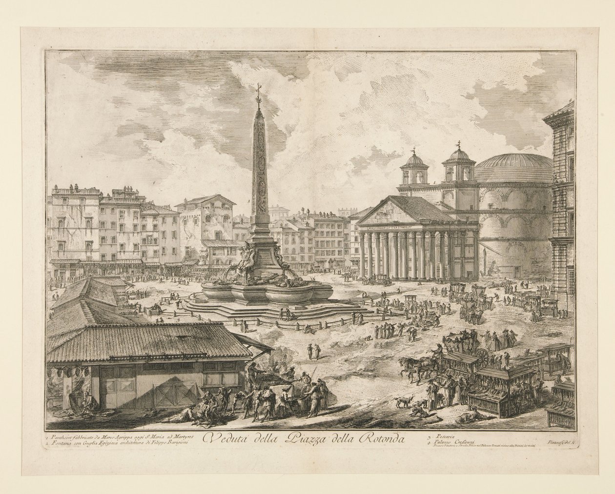 Pohled na Piazza della Rotonda, z Vedute di Roma od Giovanni Battista Piranesi