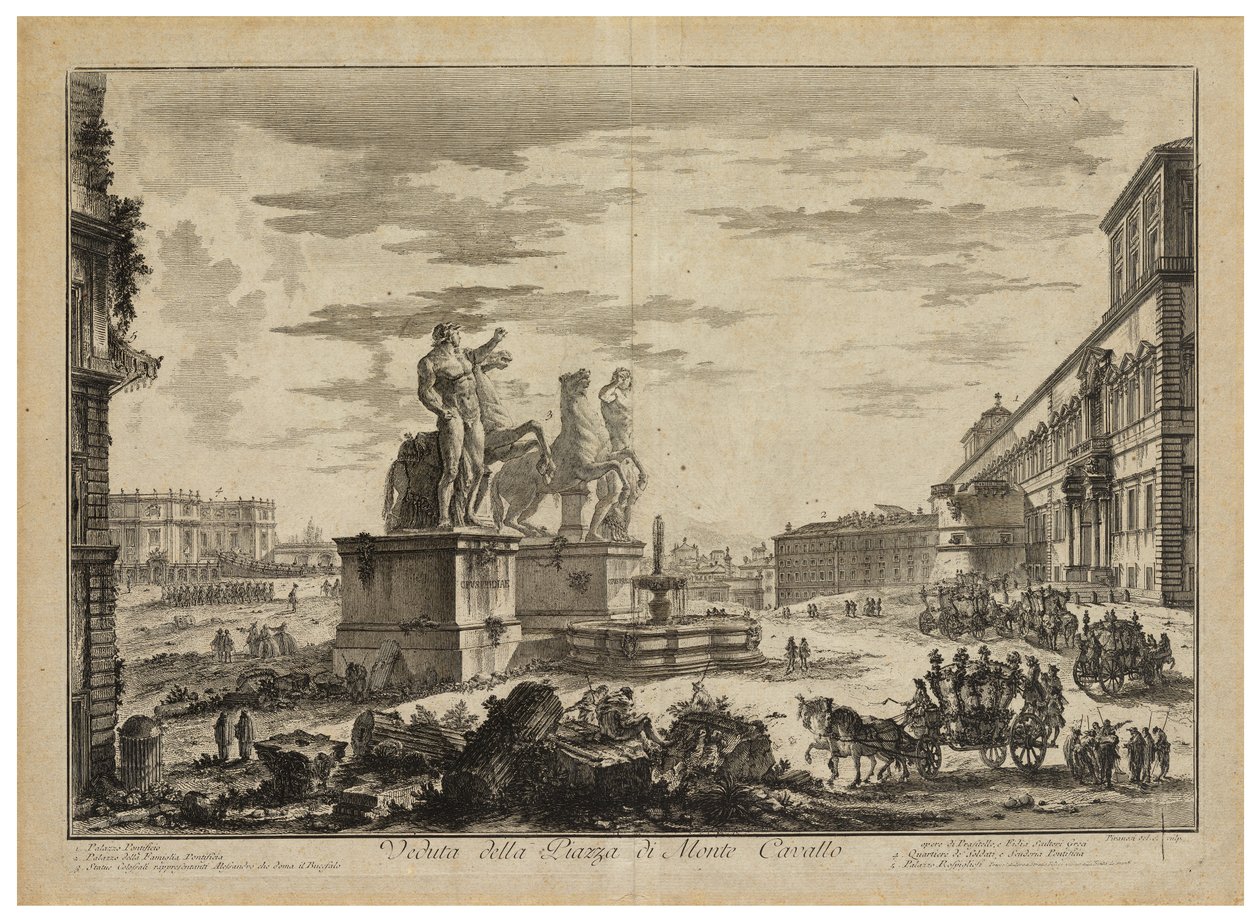 Pohled na Piazza di Monte Cavallo (Quirinale) od Giovanni Battista Piranesi