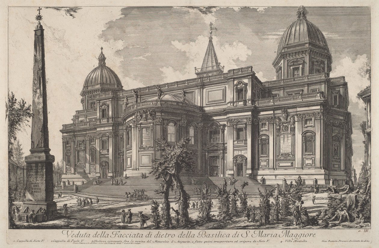 Pohled na zadní průčelí baziliky Santa Maria Maggiore od Giovanni Battista Piranesi