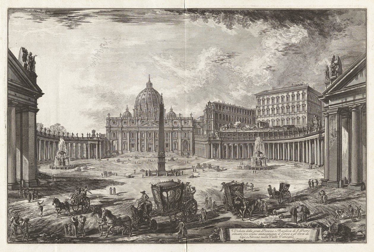 Pohled na Velké náměstí a baziliku svatého Petra od Giovanni Battista Piranesi