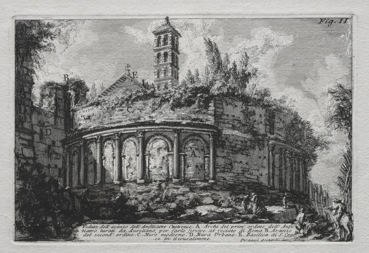 Pohled na zbytky amfiteátru Castrane. od Giovanni Battista Piranesi