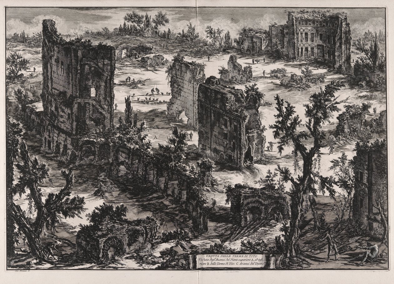 Veduta delle Terme di Tito (Pohled na Titovy lázně), z Vedute di Roma (Pohledy na Řím) od Giovanni Battista Piranesi