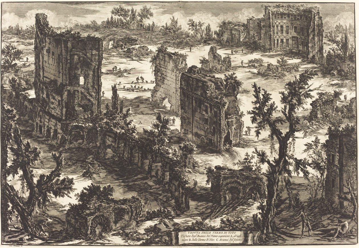 Pohled na Terme di Tito od Giovanni Battista Piranesi