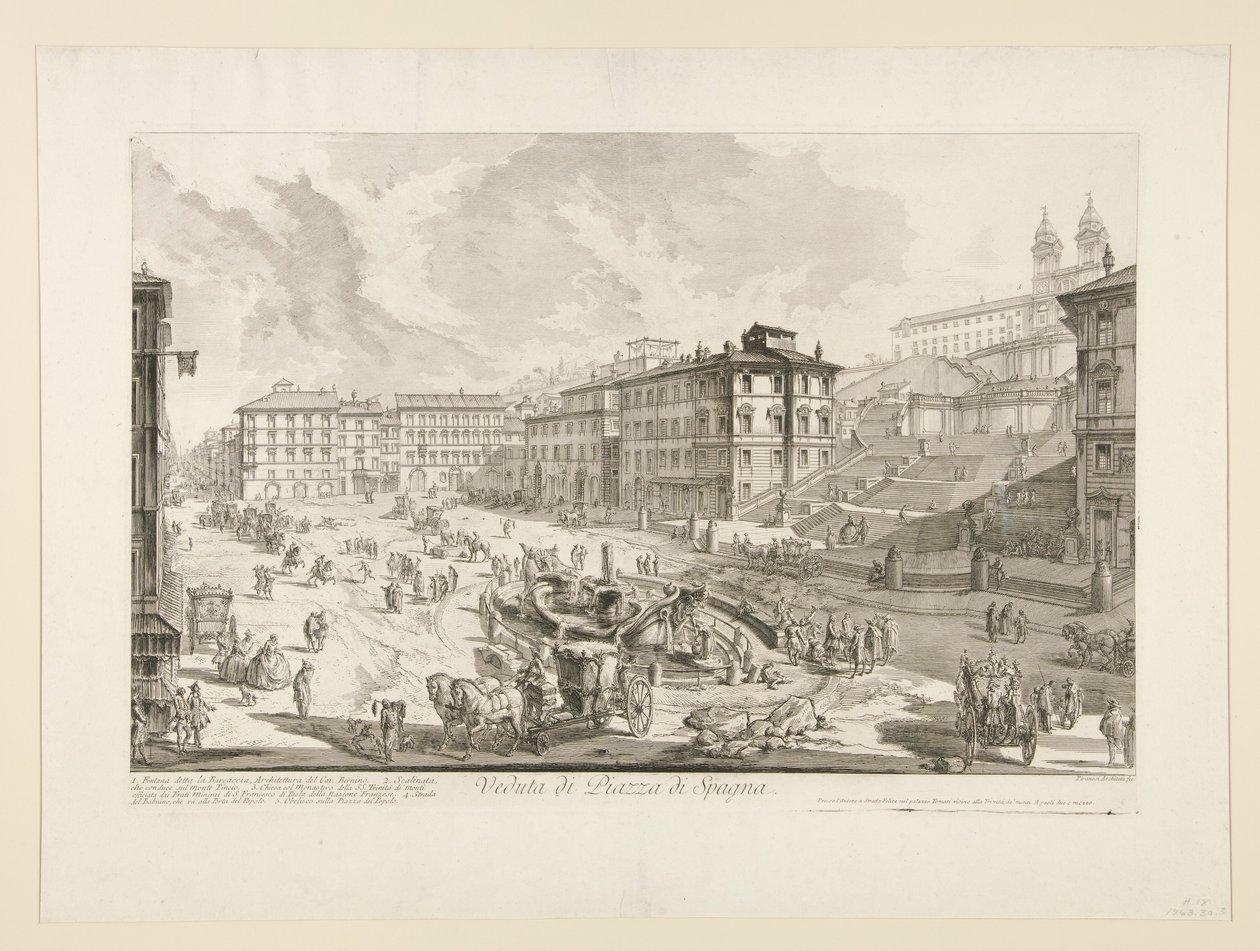 Pohled na Piazza di Spagna, z Pohledy na Řím od Giovanni Battista Piranesi