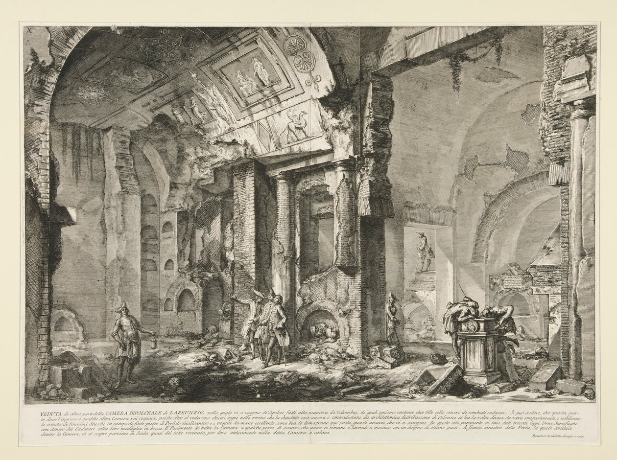 Pohled na další část hrobové komory L. Arruntia z Le Antichit? římský od Giovanni Battista Piranesi