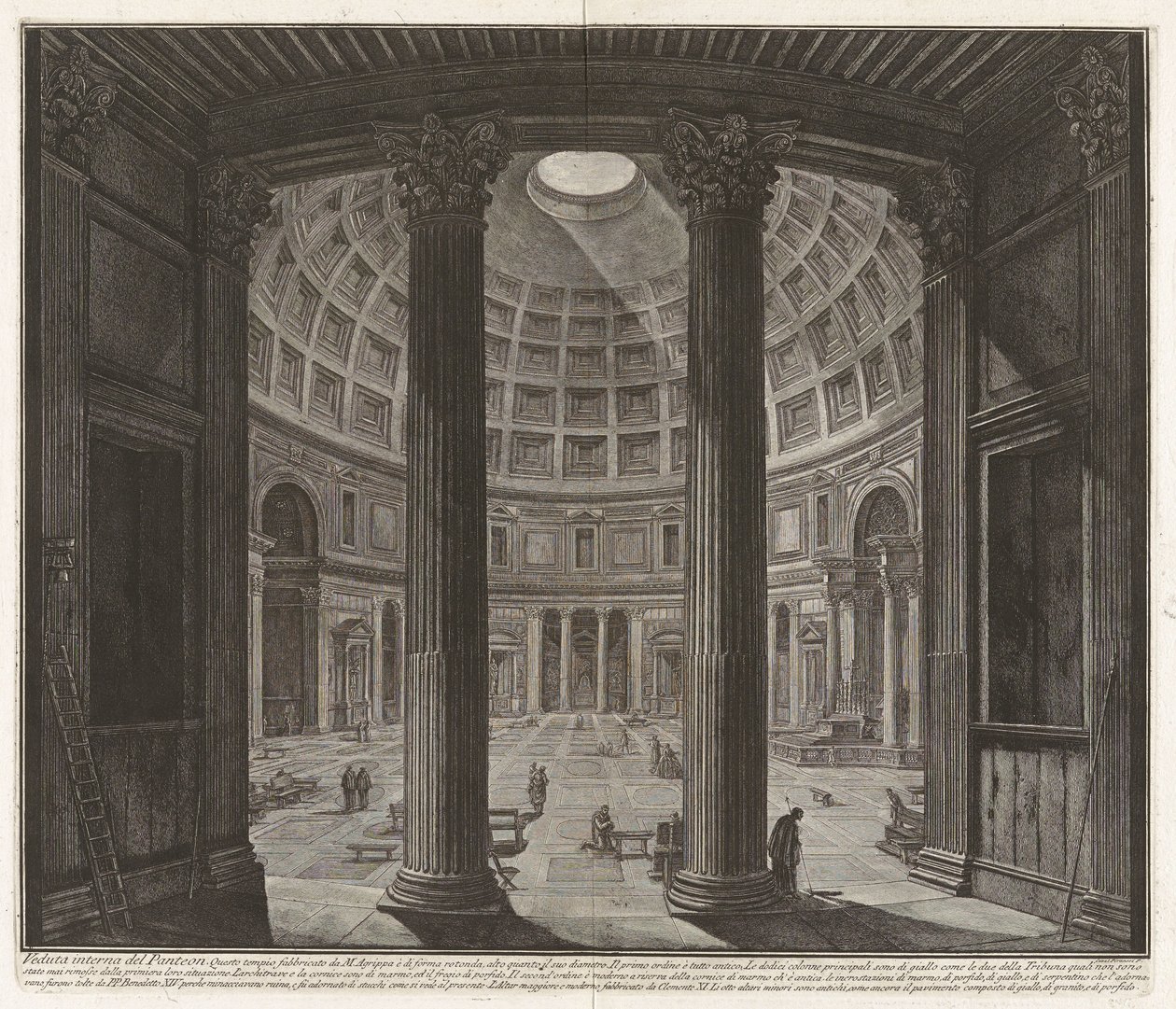 Vnitřní pohled na Pantheon..., z cyklu „Pohledy na Řím“ od Giovanni Battista Piranesi