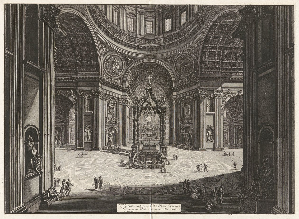 Vnitřní pohled na baziliku svatého Petra od Giovanni Battista Piranesi