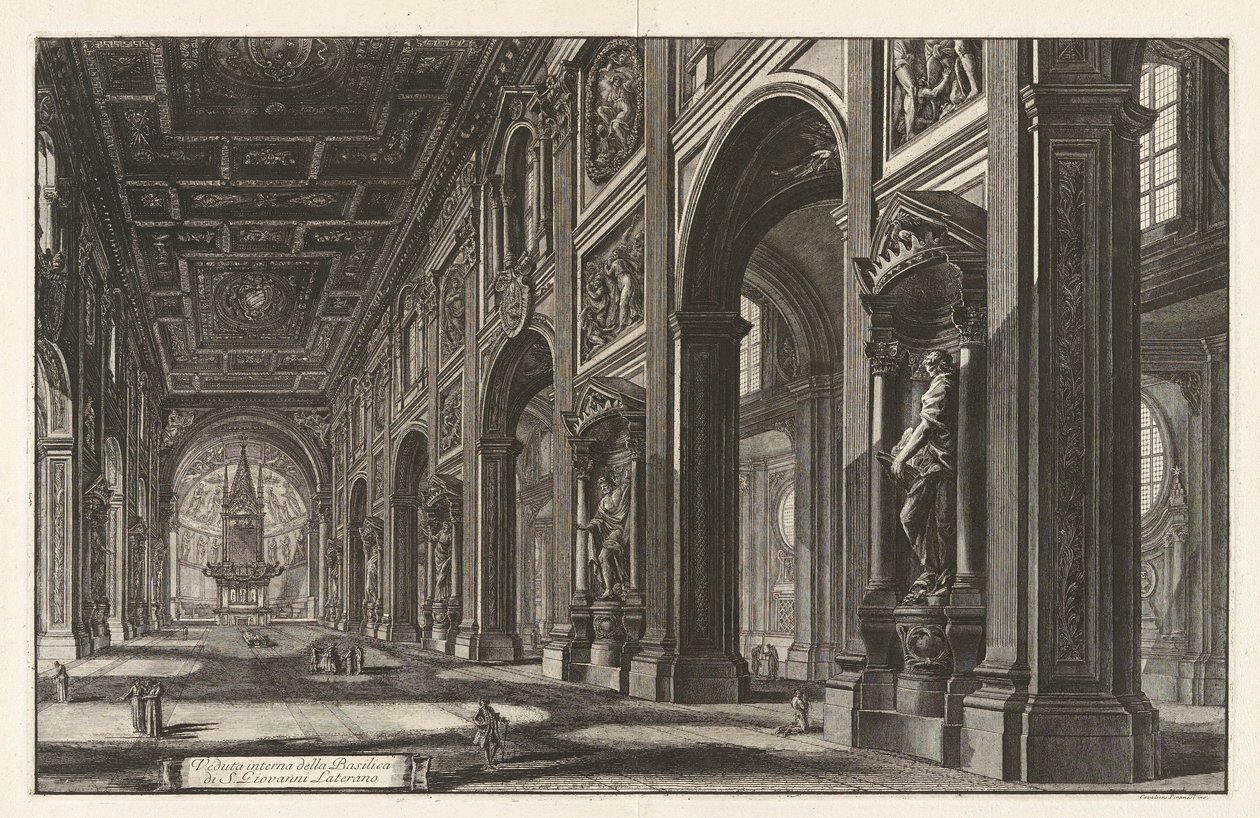 Vnitřní pohled na baziliku San Giovanni Laterano, z Vedute di Roma (Pohledy na Řím) od Giovanni Battista Piranesi