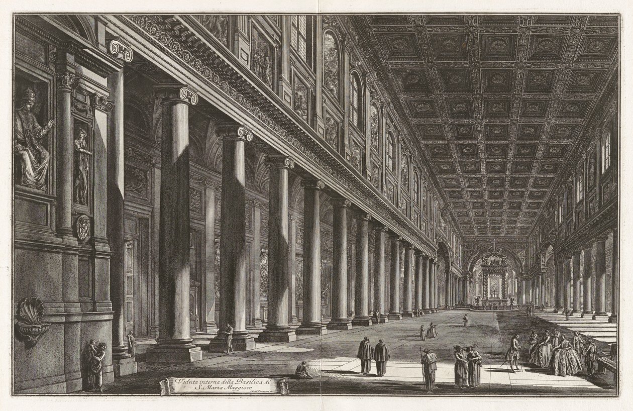 Vnitřní pohled na baziliku Santa Maria Maggiore, z Vedute di Roma (Pohledy na Řím) od Giovanni Battista Piranesi