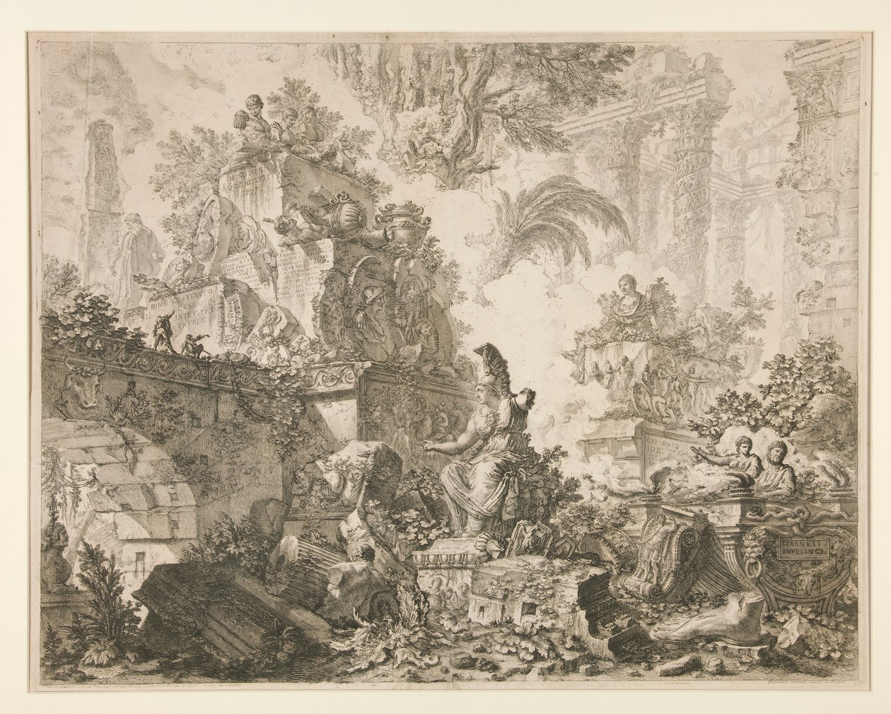 Pohledy na Řím: Frontispis se sochou Minervy od Giovanni Battista Piranesi