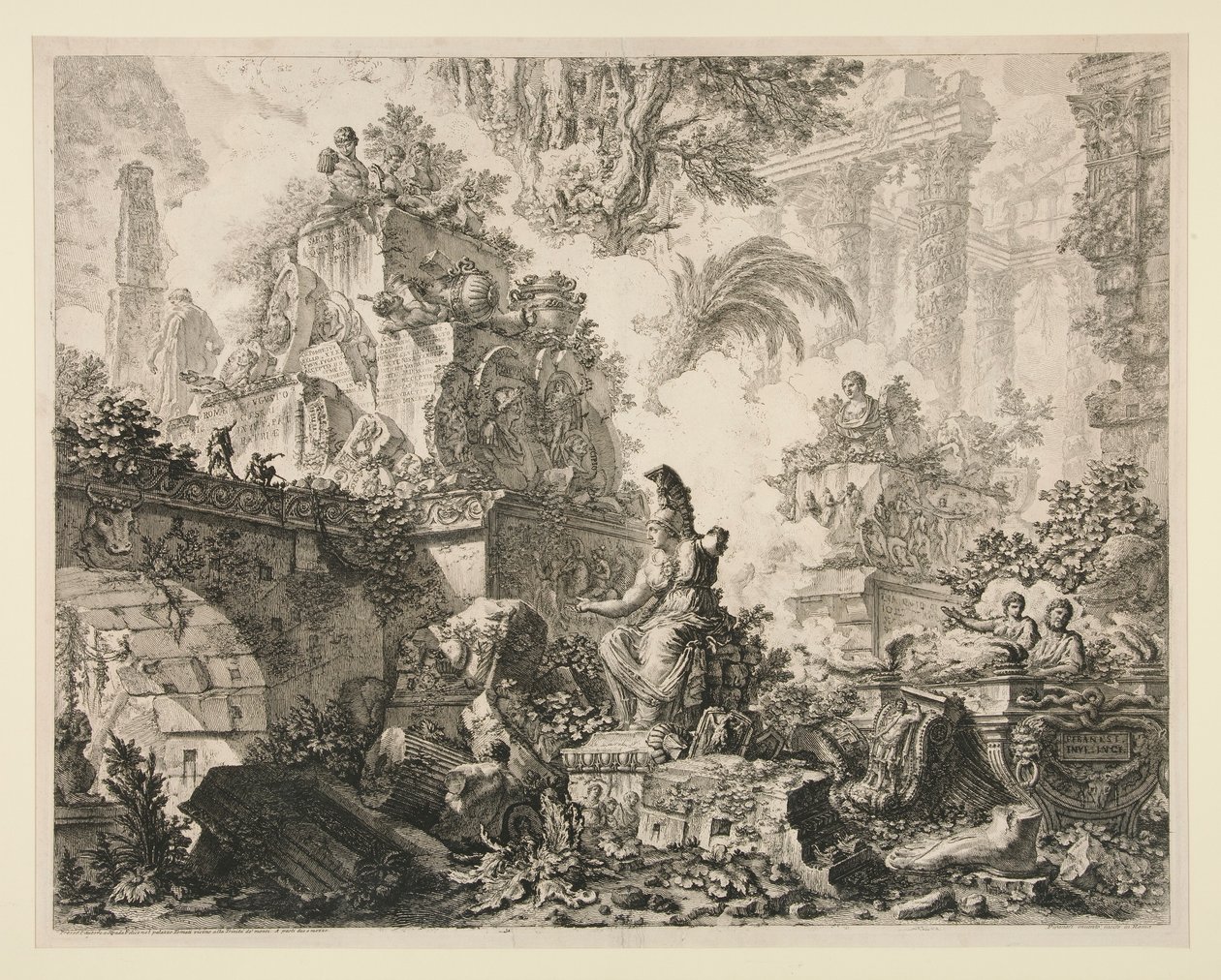 Pohledy na Řím: Frontispis se sochou Minervy od Giovanni Battista Piranesi
