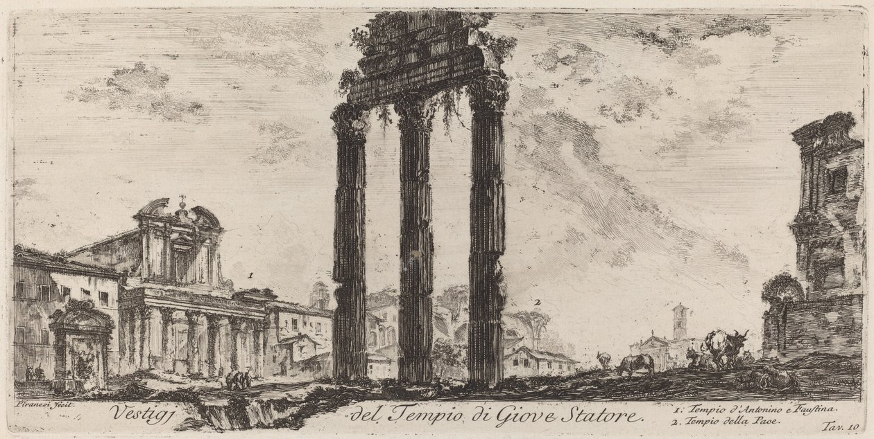 Pozůstatky chrámu Jupitera Stator od Giovanni Battista Piranesi
