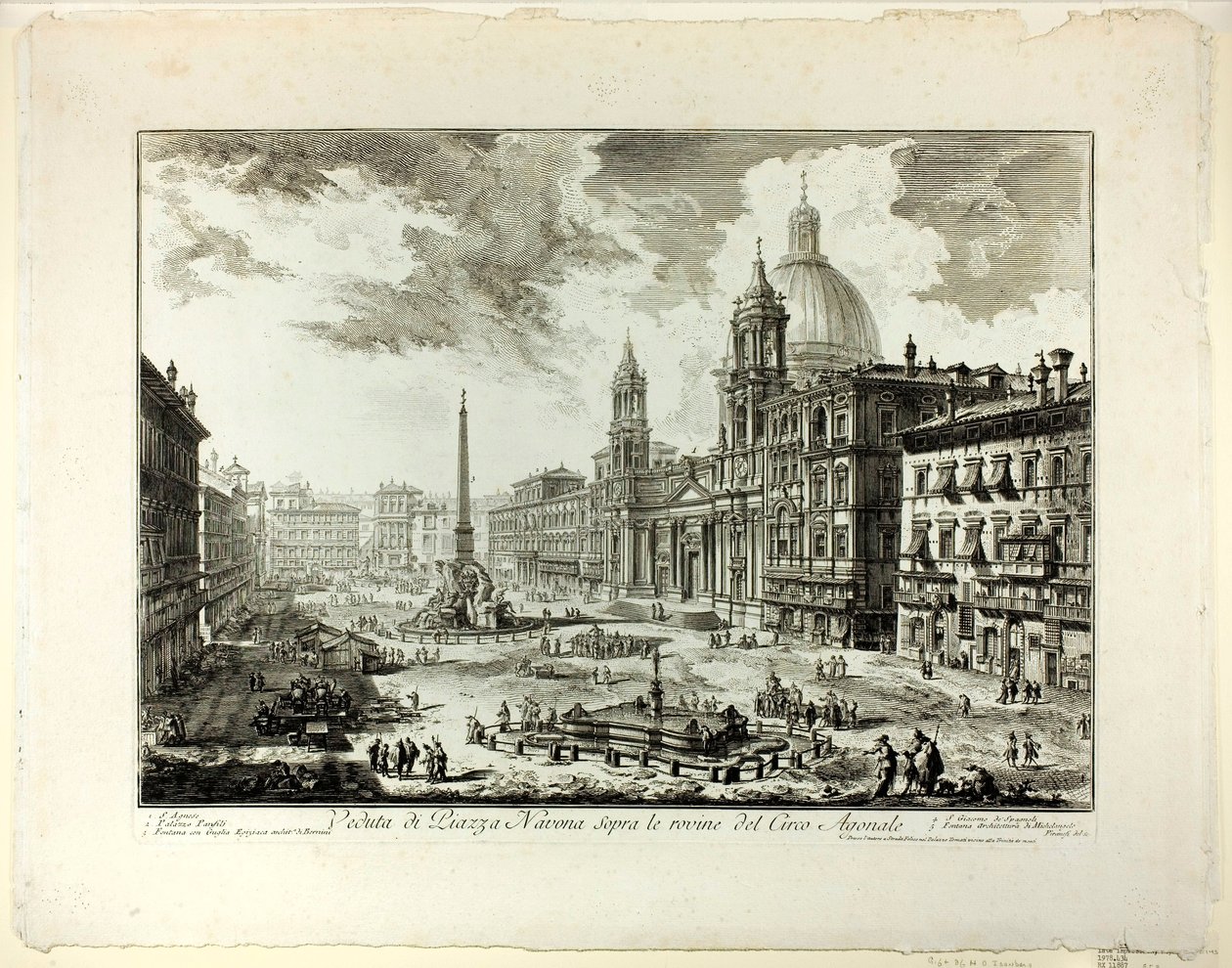 Pohled na náměstí Piazza Navona nad ruinami Circus of Domitian, z Views of Rome od Giovanni Battista Piranesi