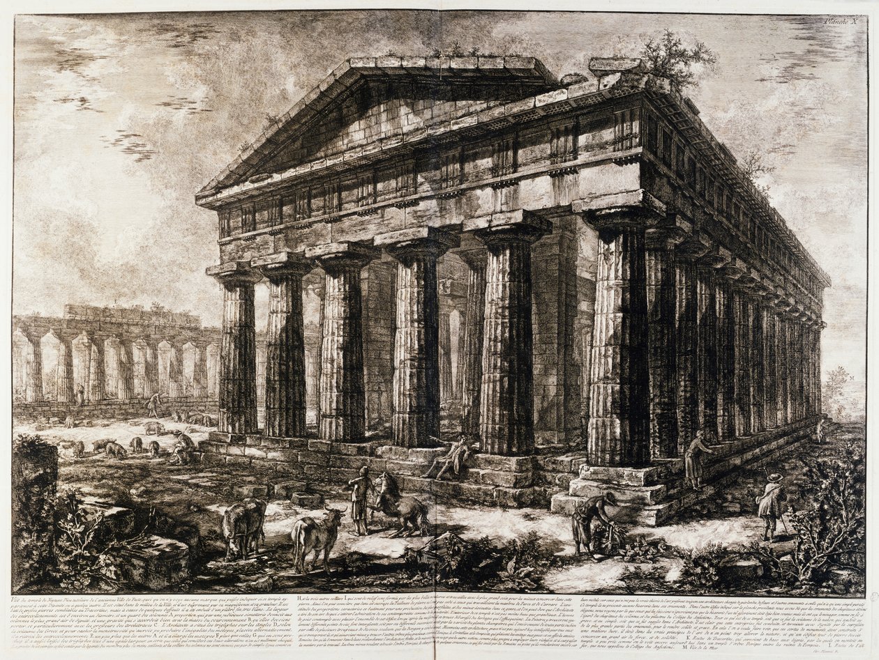 Näkymä Neptunuksen temppelille Paestumissa od Giovanni Battista Piranesi