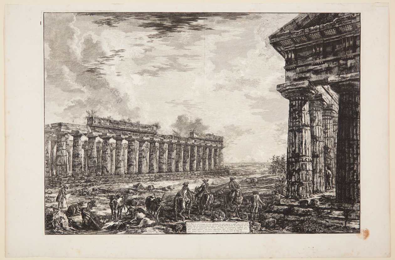Pohled na 18 bočních sloupů, nakreslený ze strany protilehlé té, která je zobrazena na první tabuli [...] od Giovanni Battista Piranesi