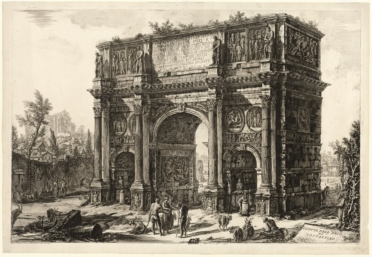 Pohled na Konstantinův oblouk z Pohledů na Řím od Giovanni Battista Piranesi