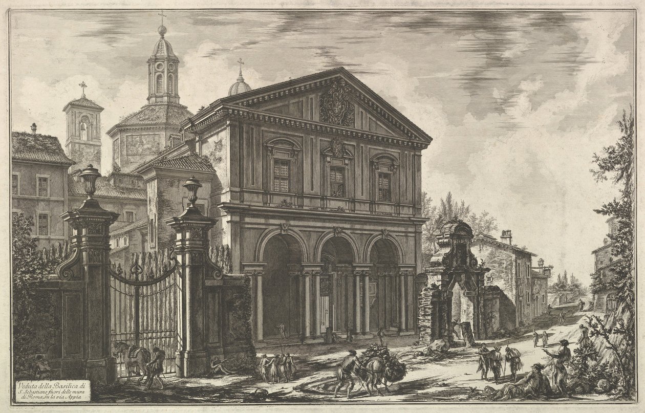 Pohled na baziliku San Sebastiano mimo hradby [St. Sebastian mimo zeď ..., ca. 1750. od Giovanni Battista Piranesi