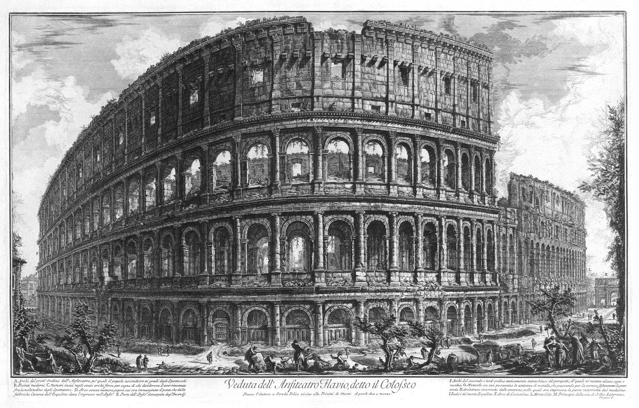 Pohled na Koloseum v Římě od Piranesi od Giovanni Battista Piranesi