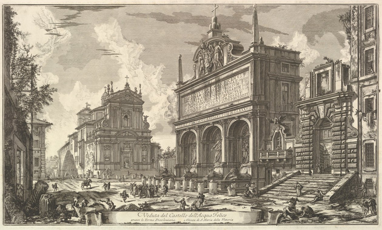 Pohled na pramen Acqua Felice..., z Vedute di Roma (Římské pohledy) od Giovanni Battista Piranesi