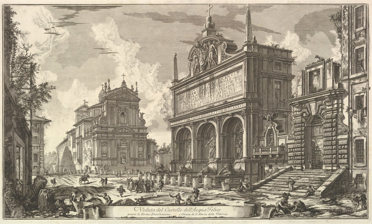 Pohled na fontánu Acqua Felice ...., z Vedute di Roma Roman Views, ca. 1751. od Giovanni Battista Piranesi