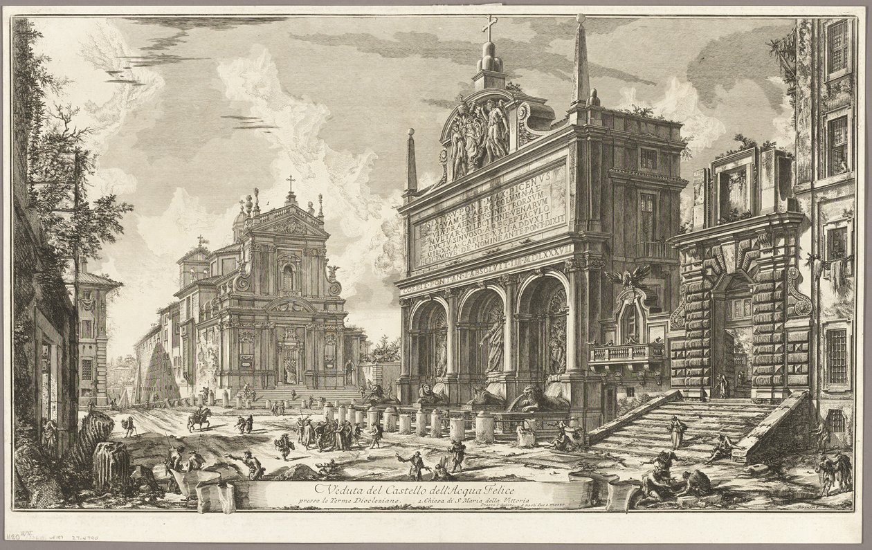 Pohled na fontánu Acqua Felice, z Views of Rome od Giovanni Battista Piranesi