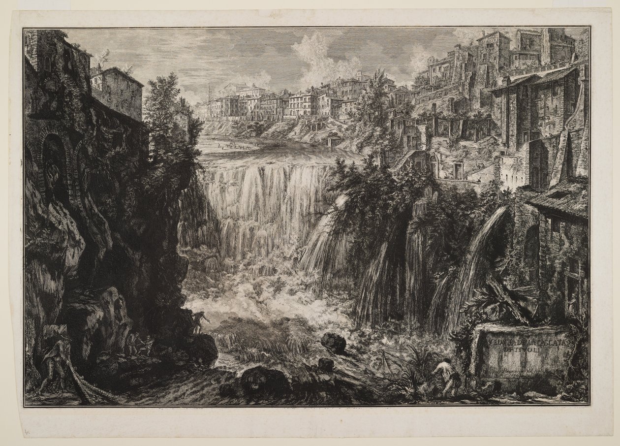 Pohled na velký vodopád v Tivoli od Giovanni Battista Piranesi