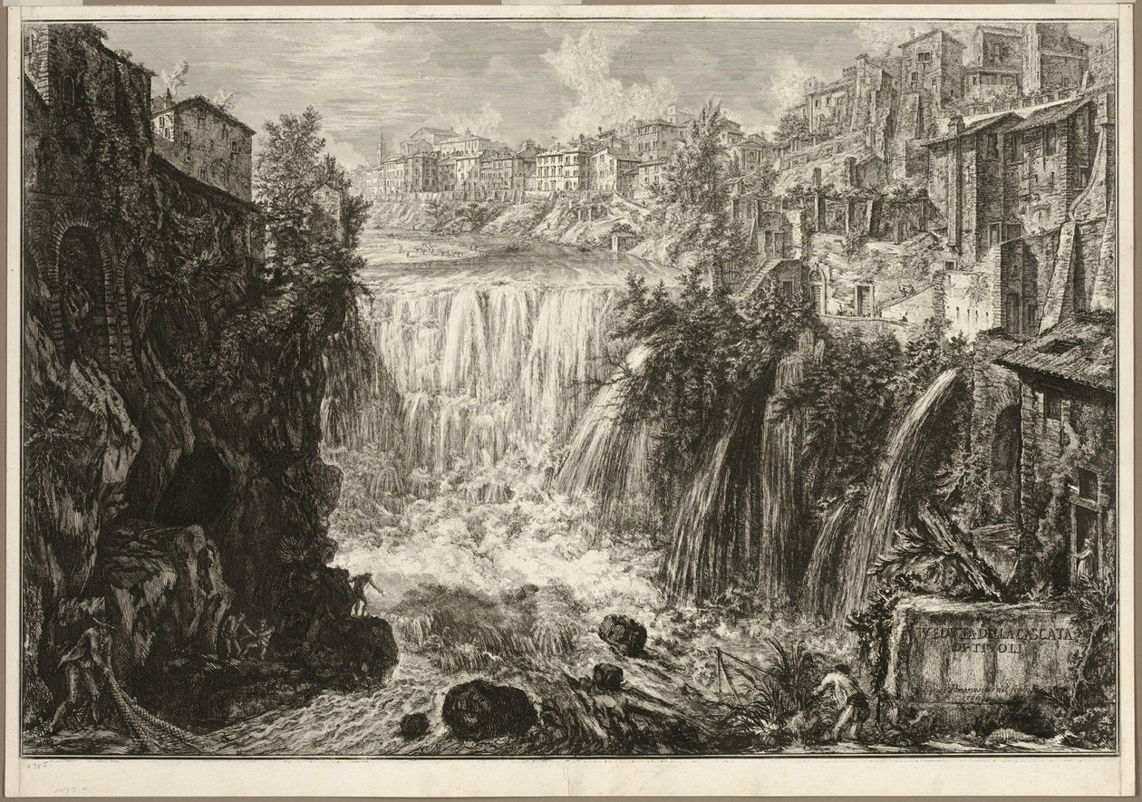 Pohled na Grand Cascade v Tivoli, z Views of Rome od Giovanni Battista Piranesi