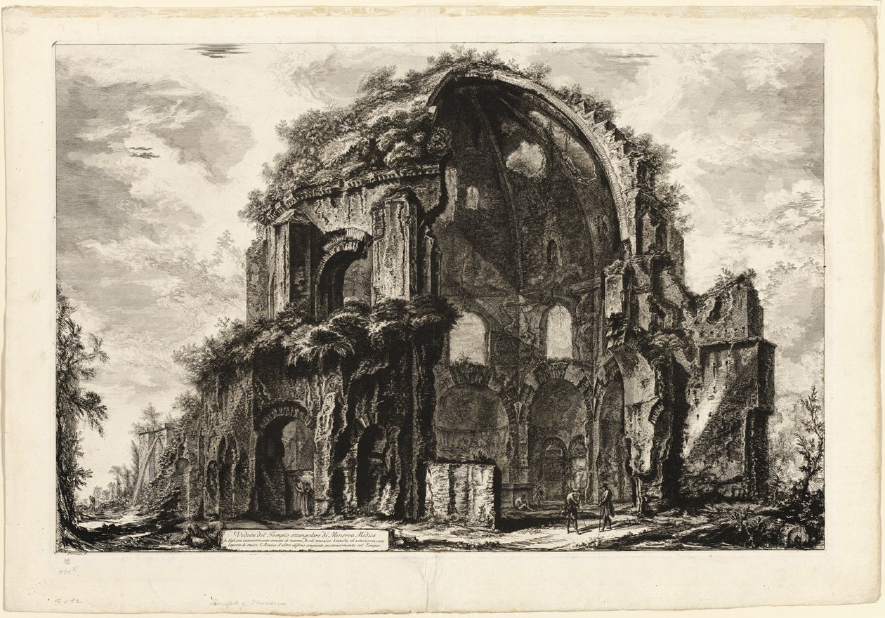 Pohled na osmiboký chrám Minerva Medica, z Pohledů na Řím od Giovanni Battista Piranesi