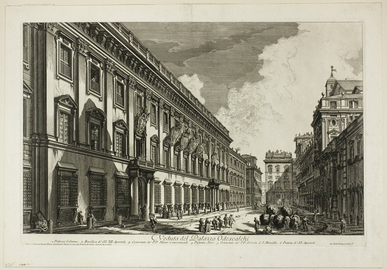 Pohled na Palazzo Odescalchi, z Pohledy na Řím od Giovanni Battista Piranesi