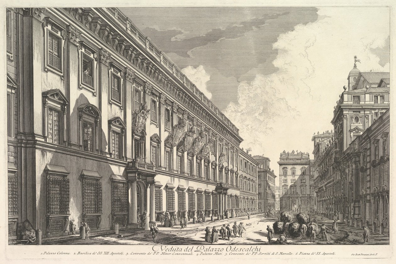 Pohled na Palazzo Odeschali, z Pohledy na Řím Roman Views, ca. 1753. od Giovanni Battista Piranesi