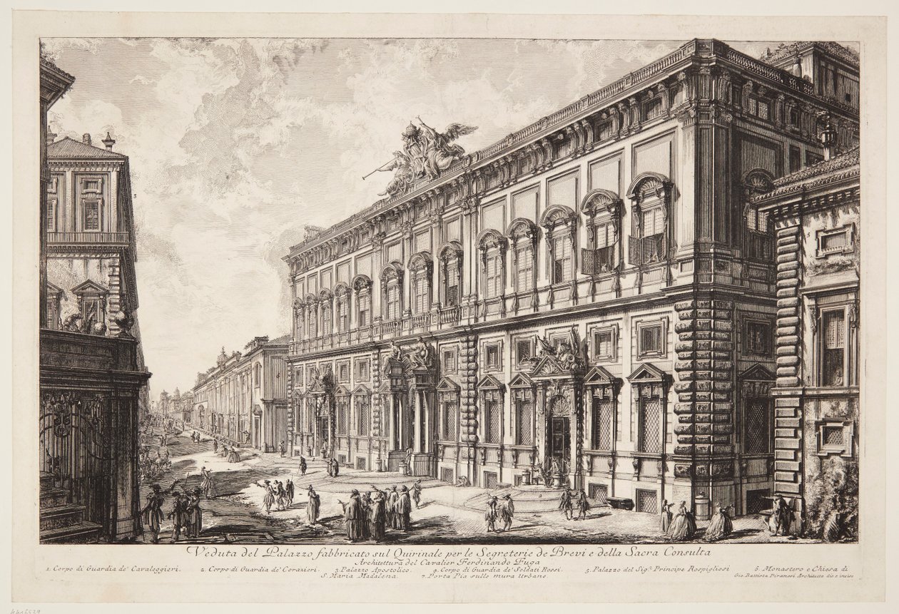 Pohled na Palazzo della Consulta na Kvirinálu, sídlo papežského sekretariátu od Giovanni Battista Piranesi