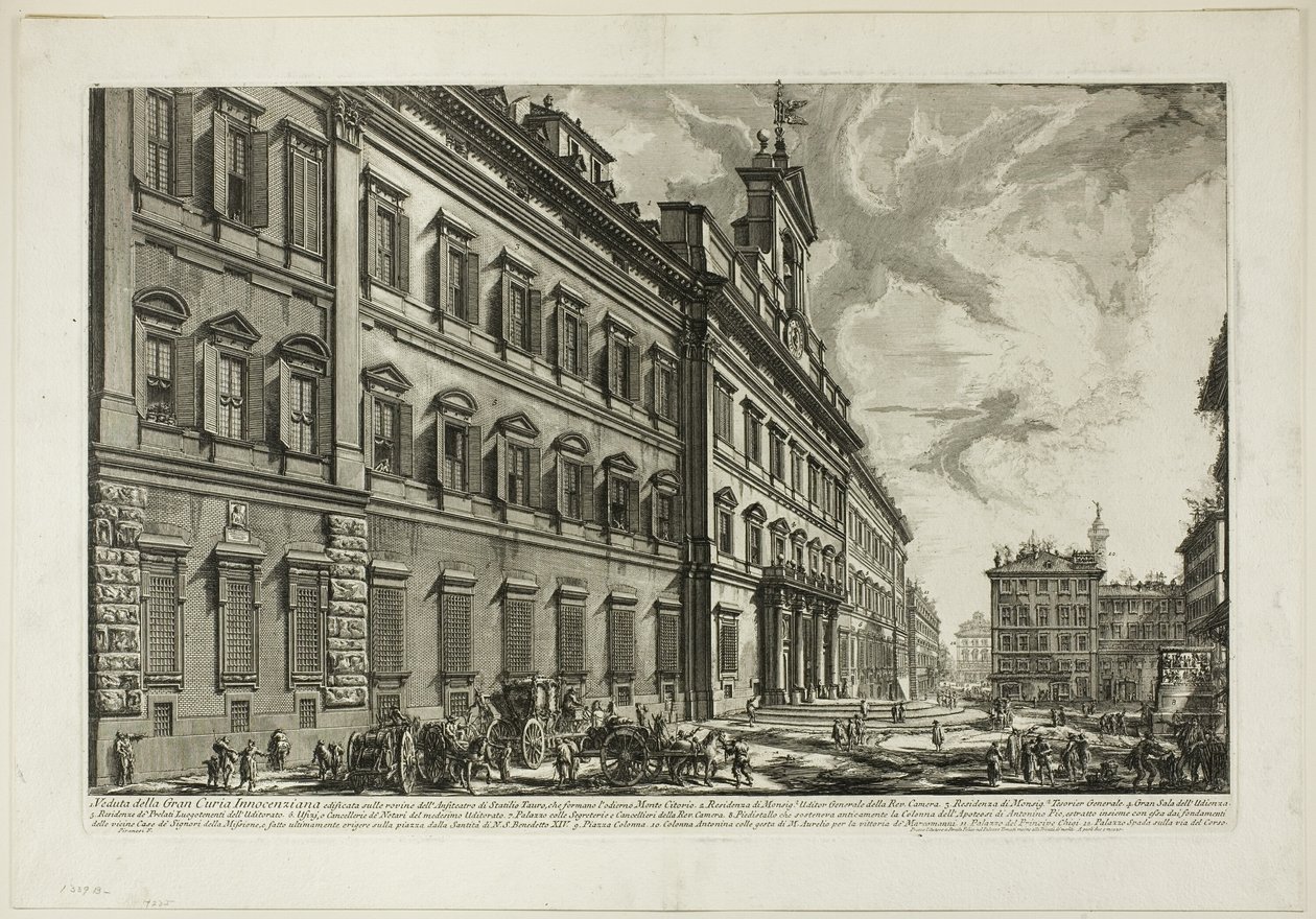 Pohled na Palazzo di Montecitorio, z Pohledy na Řím od Giovanni Battista Piranesi