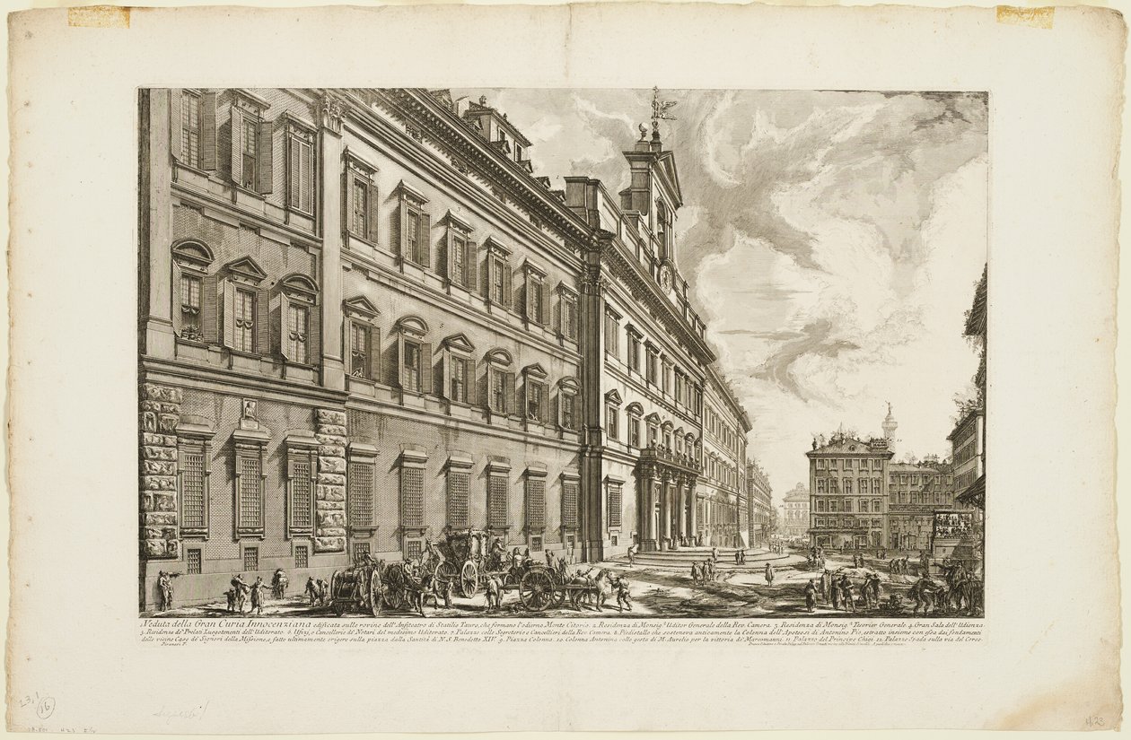 Pohled na Palazzo di Montecitorio, z Pohledy na Řím od Giovanni Battista Piranesi