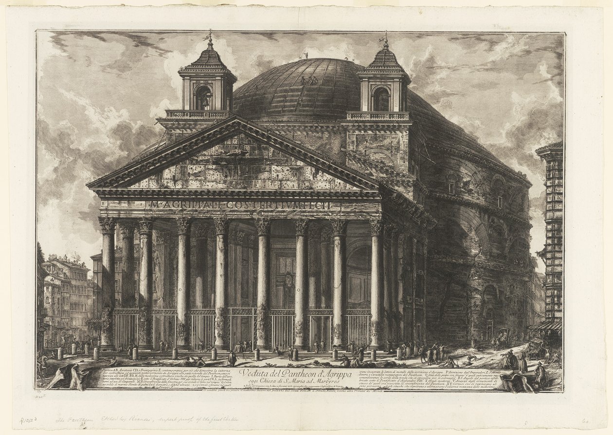 Pohled na Pantheon Agrippa, dnes S. Maria ad Martyres, z Views of Rome od Giovanni Battista Piranesi