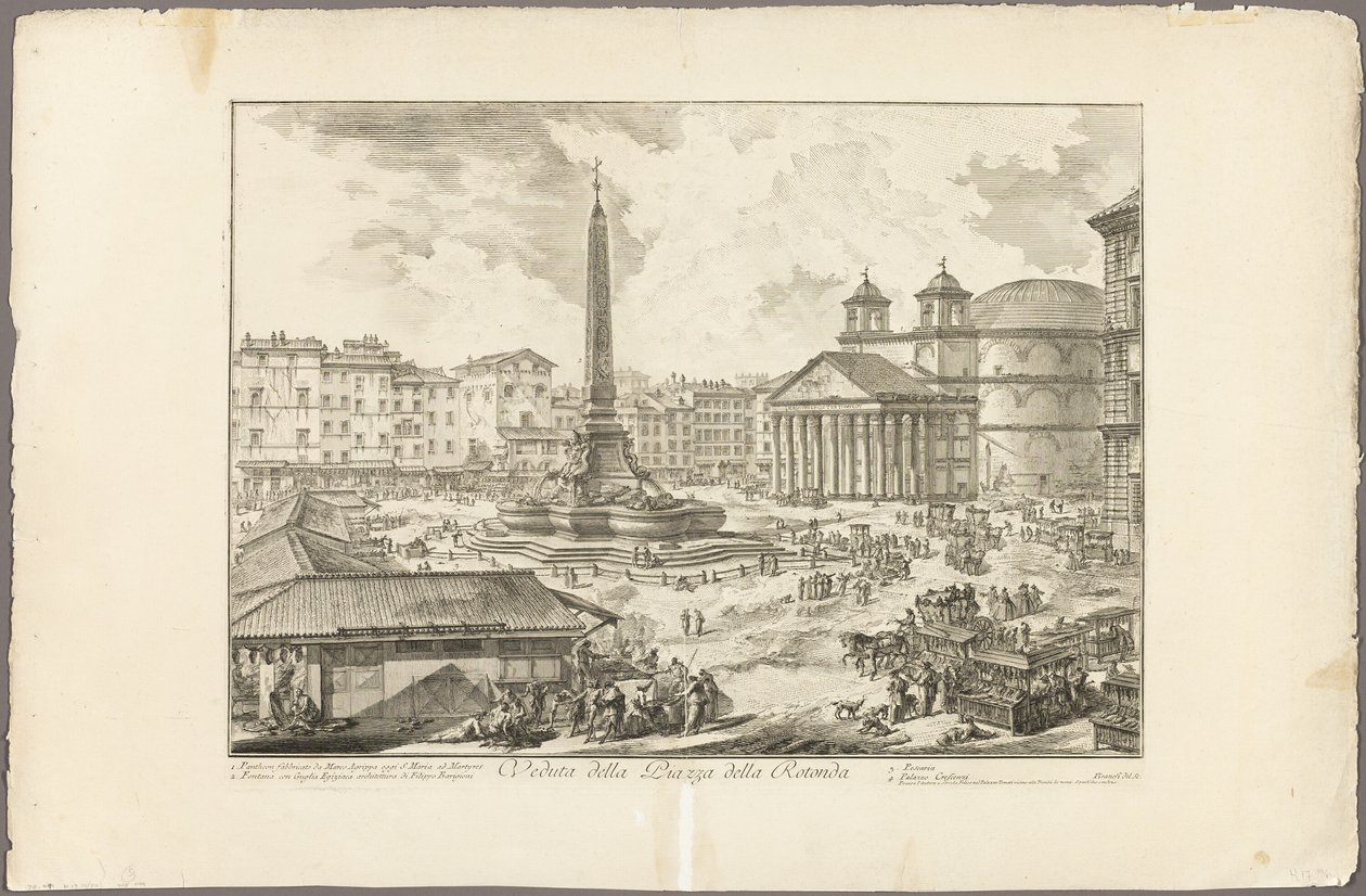 Pohled na náměstí Piazza della Rotonda, z Views of Rome od Giovanni Battista Piranesi