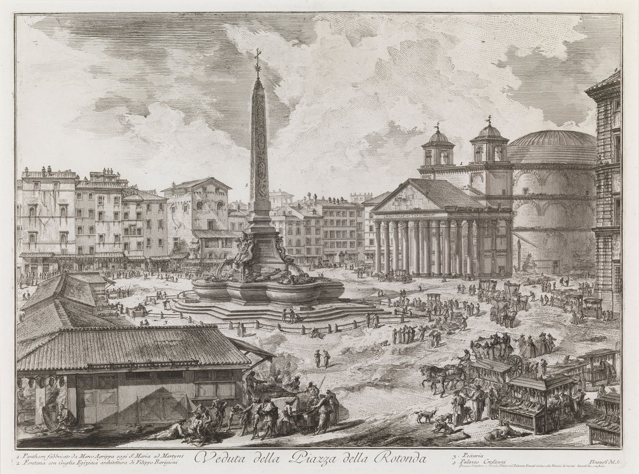 Pohled na Piazza della Rotonda ze série Vedute di Roma od Giovanni Battista Piranesi
