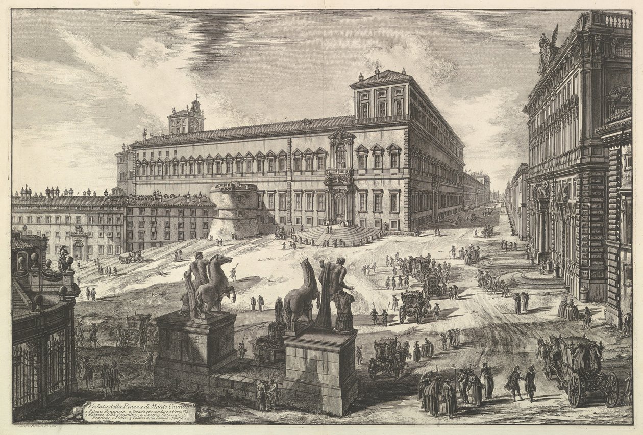 Pohled na Piazza di monte Cavallo, z Pohledy na Řím Roman Views, ca. 1773. od Giovanni Battista Piranesi