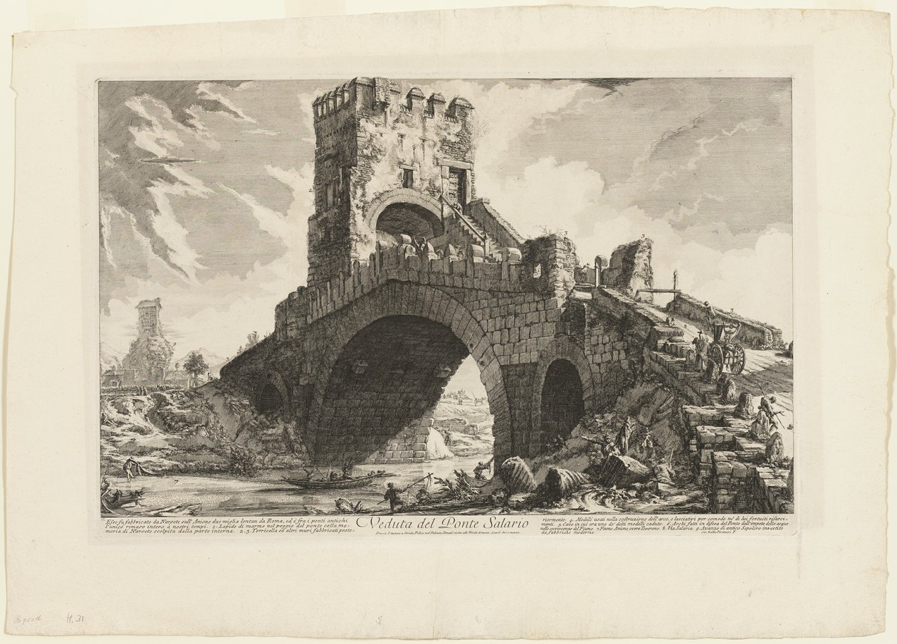 Pohled na Ponte Salario, z Views of Rome od Giovanni Battista Piranesi