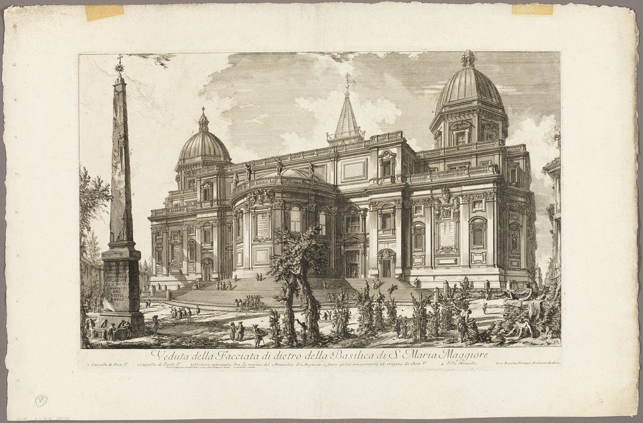 Pohled na zadní vchod baziliky S. Maria Maggiore, z Pohledy na Řím od Giovanni Battista Piranesi