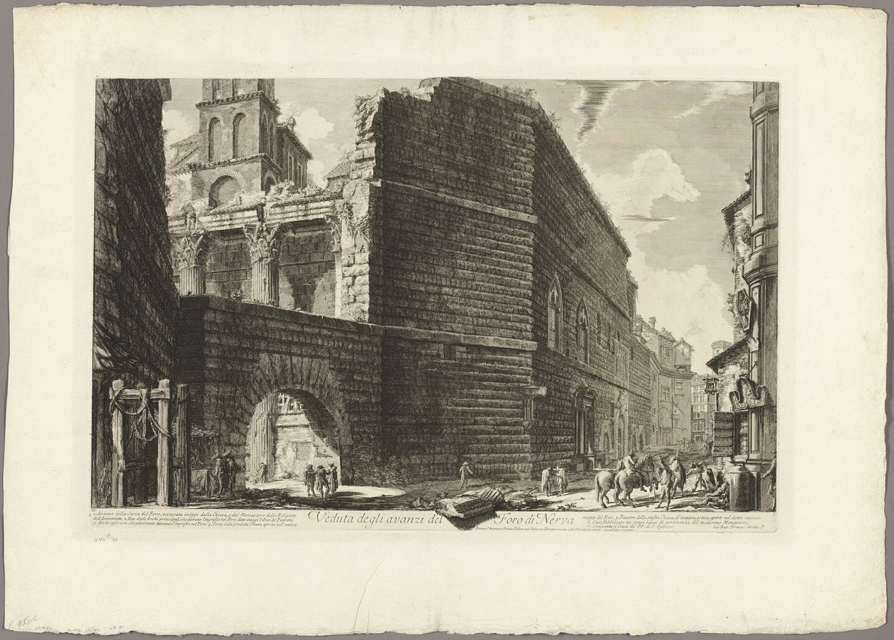 Pohled na zbytky fóra Nerva z Pohledů na Řím od Giovanni Battista Piranesi