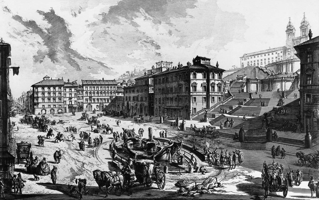 Pohled na Španělské schody v Římě, Itálie od Giovanni Battista Piranesi