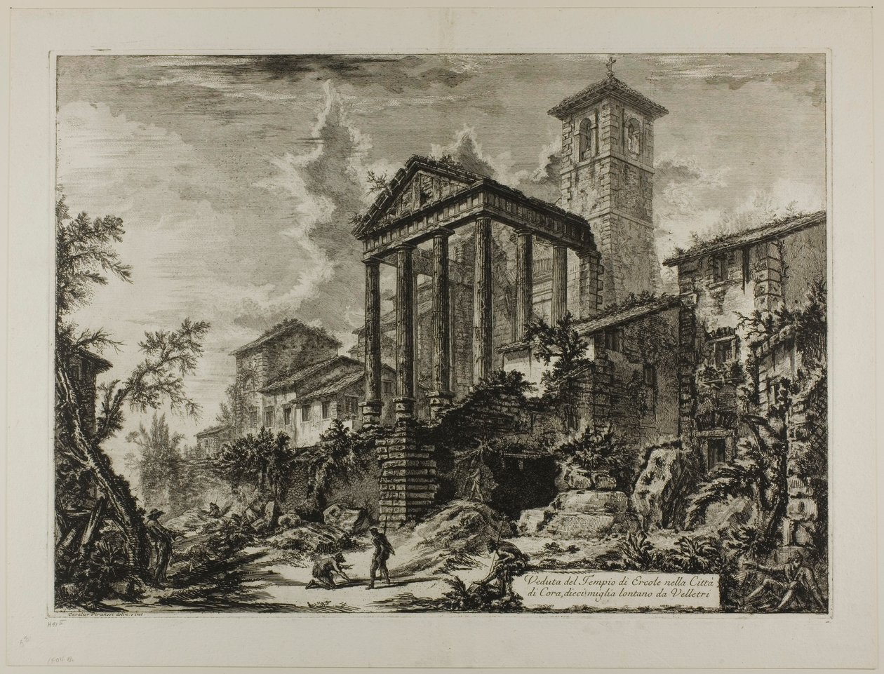 Pohled na Herkulův chrám v Cori, deset mil vzdálený od Velletri, z Views of Rome od Giovanni Battista Piranesi