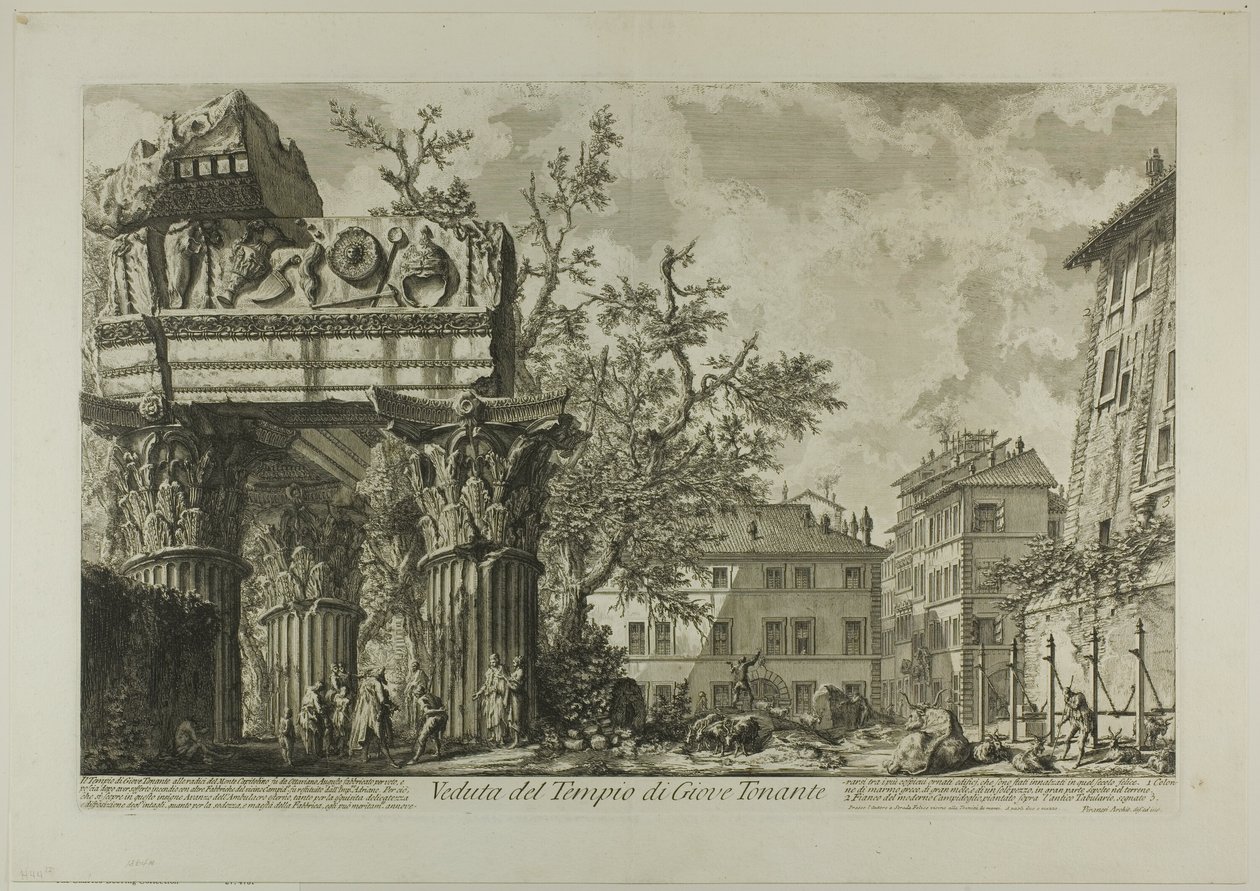 Pohled na chrám Jupitera Tonanse [Jupiter the Thunderer], z Views of Rome od Giovanni Battista Piranesi