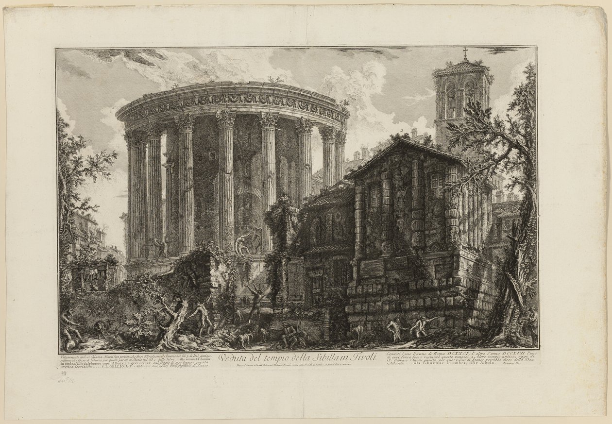 Pohled na chrám Sibyly v Tivoli, z Views of Rome od Giovanni Battista Piranesi