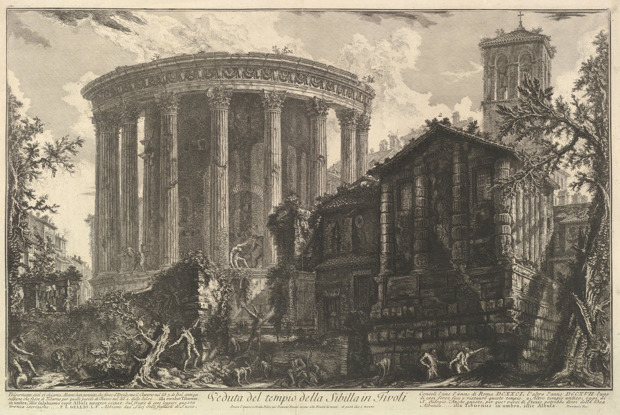 Pohled na chrám chrámu Sibyly v Tivoli, z Vedute di Roma Roman Vi..., ca. 1761. od Giovanni-Battista Piranesi