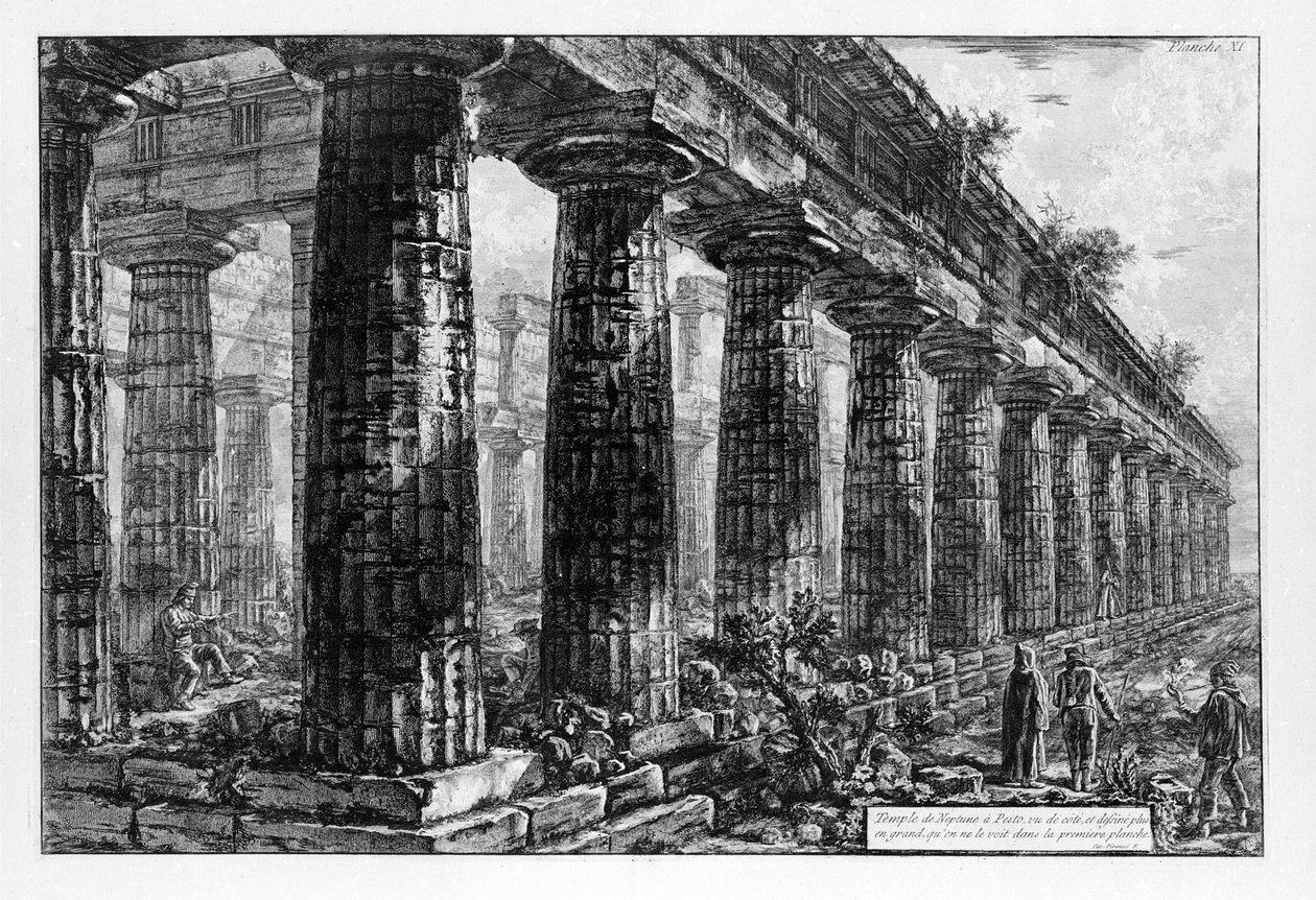 Pohled na chrámy Paestum (litho) od Giovanni Battista Piranesi