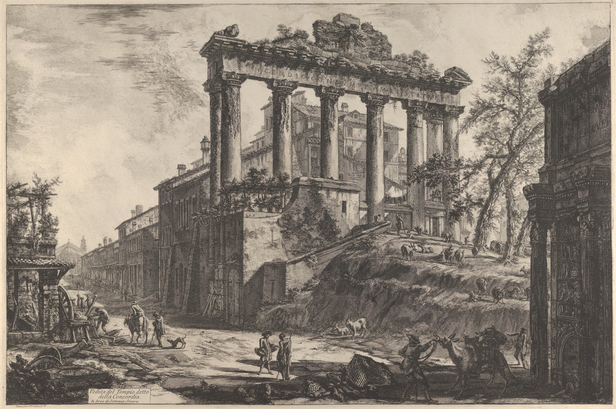 Pohled na tzv. Chrám Svornosti se Saturnovým chrámem..., 1760-78. od Giovanni Battista Piranesi