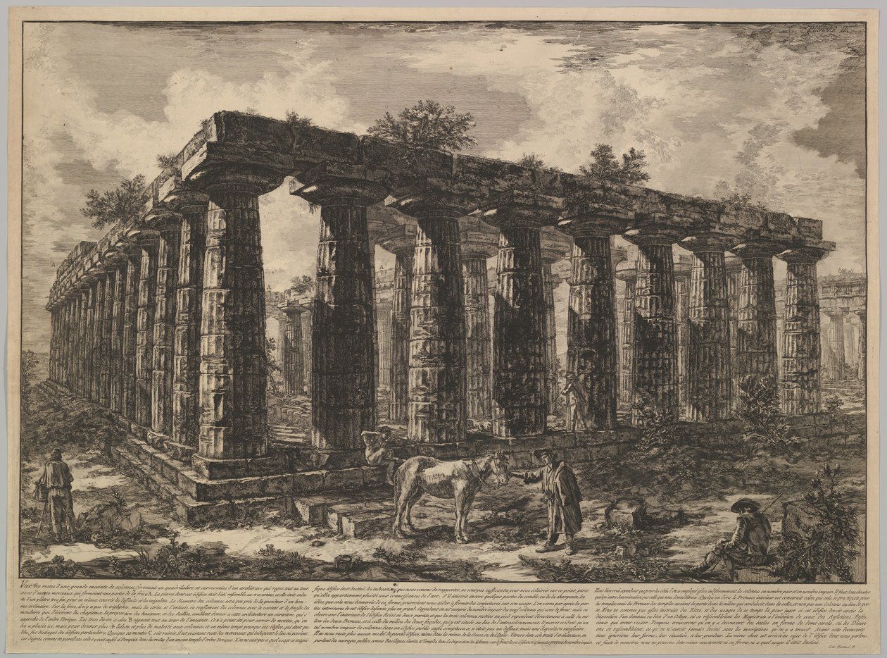 Pohled ukazující zbytky velkého ohrazení sloupů..., z Différentes vues de ..., ca. 1748. od Giovanni Battista Piranesi